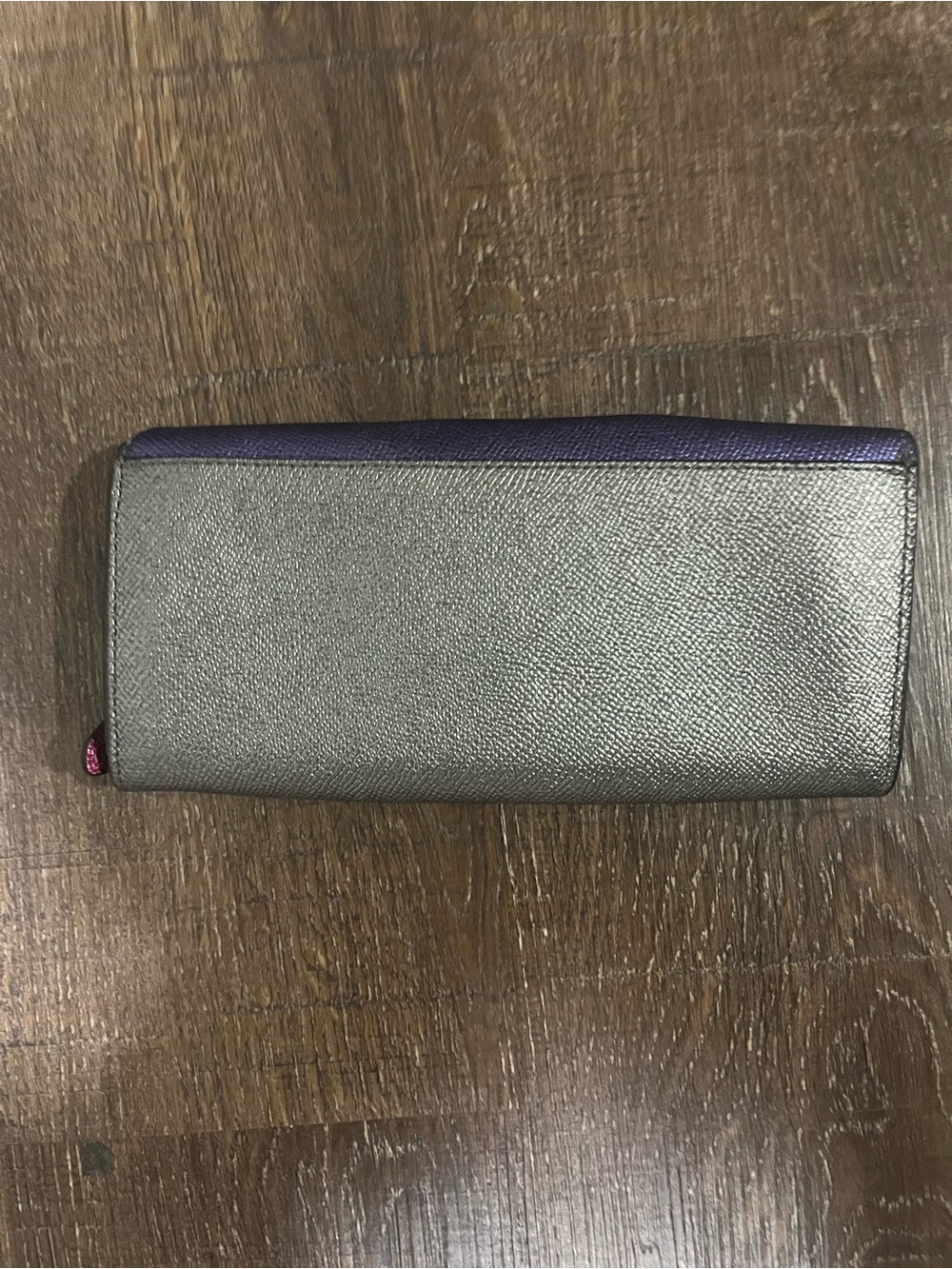 Coach Purple and Green Colorblock Leather Wallet - Picture 3 of 4